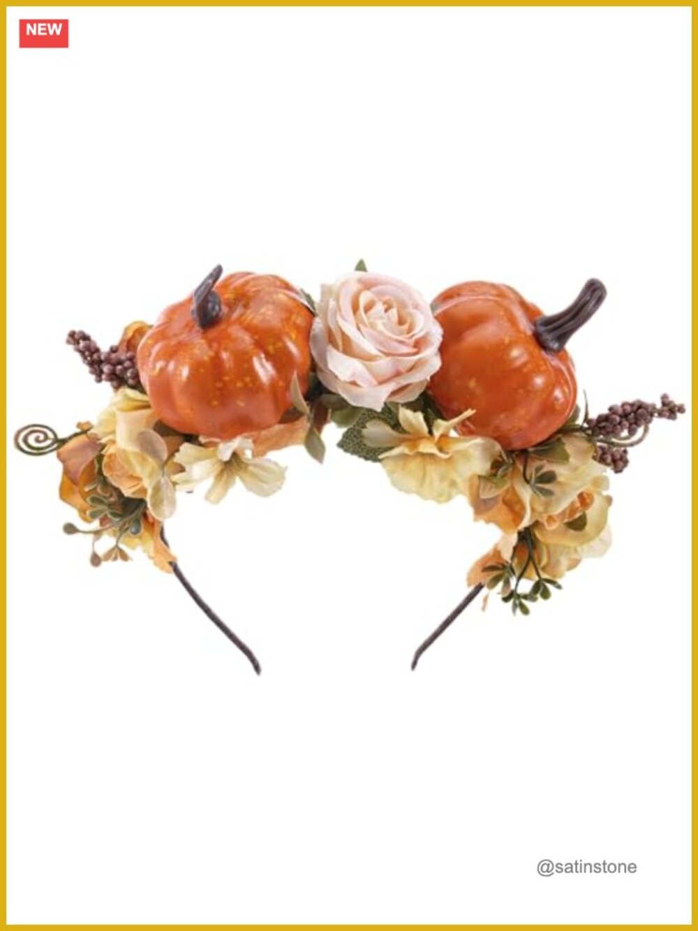 Handmade Floral Headband Artificial Flowers & Pumpkins